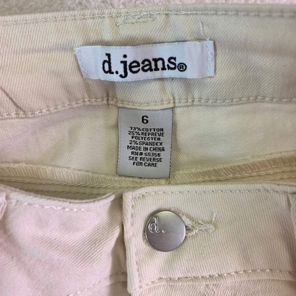 d.jeans Womens Cream Skinny Jeans Size 6 Repreve Stretch Denim Pants 3070 - Picture 2 of 8